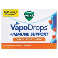 Vicks VapoDrops Immune Support Orange 36 Lozenges Relieves Sore Throat Cough