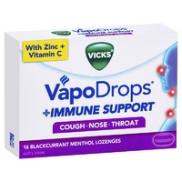 Vicks VapoDrops Immune Support Blackcurrent 16 Lozenges Relieves Sore Throat