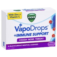Vicks VapoDrops Immune Support Blackcurrent 36 Lozenges Relieves Sore Throat