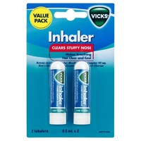 Vicks Inhaler Twin Pack Decongestant Inhaler 0.5mL Fast and Temporary Relief