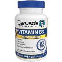 Carusos Natural Health Vitamin B3 500mg 60 tablets Maintain Energy Production