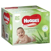 Huggies Cucumber & Aloe Wipes 400 Pack Triple Clean Technology Extra Thick