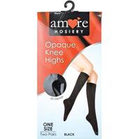 Amore Hosiery Knee High Black 60 Denier One Size 2 Pack