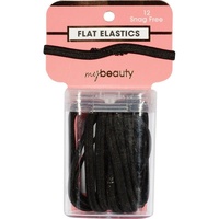 My Beauty Hair Snag Free Flat Elastic 12 Pack Black