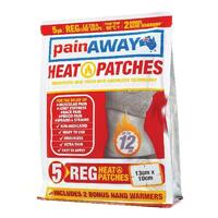 Pain Away Heat Patches Regular 5 Pack Long Lasting Soothing Pain Relief