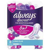 Always Discreet Pad Level 5 Long Plus 8 Pack for Bladder Leaks