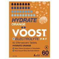 Voost Hydrate Orange Effervescent Tablets 60 Pack Relieve Dehydration