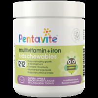 Pentavite Multivitamin + Iron Kids 60 Chewable Tablets Apple & Blackcurrant