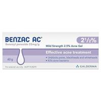 Benzac AC Gel 2.5% 60g Effective Acne Treatment Unblock Pores Kill Bacteria