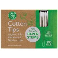 Natural Beauty Paper Stems Cotton Tips 200 Pack