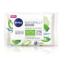 NIVEA Naturally Good Aloe Vera Face Wipes Biodegradable 25pk