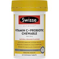 Swisse Vitamin C + Probiotic Chewable 60 Chewable Tablets