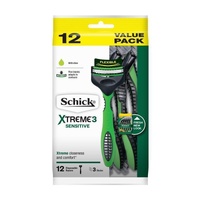 Schick Xtreme 3 Sensitive Mens Disposable Razors 12 Value Pack