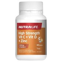 NutraLife High Strength Vitamin C 1200 + D + Zinc 60 Tablets