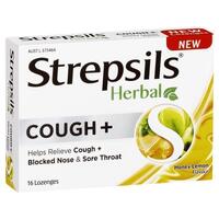 Strepsils Herbal Cough Lozenges Honey Lemon 16 Pack