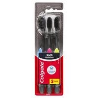 Colgate Toothbrush 360 Charcoal Anti-Bacterial 3 Pack