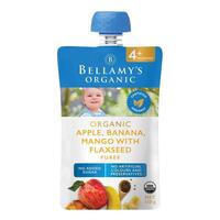 Bellamys Organic Apple Banana Mango With Flaxseed Puree 4+ Months 120g