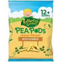Raffertys Garden Pea Pods Cheese Flavour Baby Food Snack 12+ Months 40g