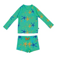 Bambi Mini Co. x SWIM Kids Splash Happy Rashie & Pant Green Starfish 2-3y