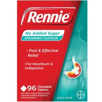 Rennie No Added Sugar Spearmint 96 Tablets
