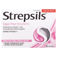Strepsils Sugar Free Strawberry 36 Lozenges