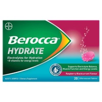 Berocca Hydrate Raspberry Blackcurrant 20 Effervescent Tablets