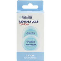 Health & Wellness Dental Floss 2x50m Twin Pack Flavour Free