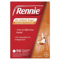 Rennie No Added Sugar Orange 96 Tablets