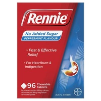 Rennie No Added Sugar Peppermint 96 Tablets