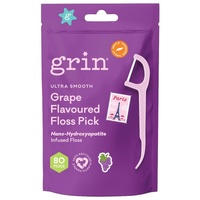 Grin Ultra Smooth Grape Flavoured Floss Picks 80 Pack