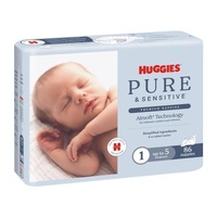 Huggies Pure and Sensitive Nappies Size 1 (Up To 5Kg) 86 Pack