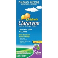 Claratyne Syrup Grape Sugar Free Flavour 60ml For Children 1-12 Years