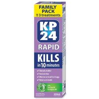 KP24 Rapid Family Pack 250mL 3 Treatments with Metal Comb Kill Head Lice & Eggs