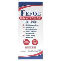 Fefol Daily Iron & Folic Acid Oral Liquid 200ml Women's Health Energy Skin