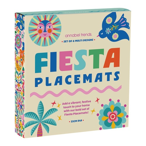 Annabel Trends Cork Backed Placemat - Fiesta 6pc