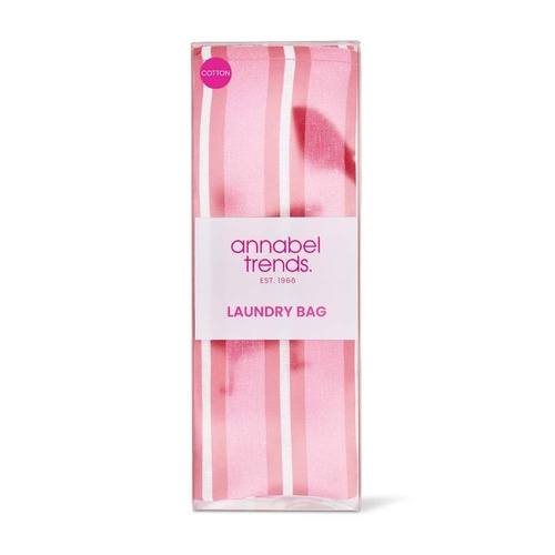 Annabel Trends Laundry Bag - Cotton - Red & Pink Stripe
