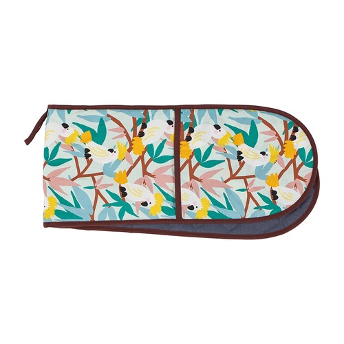 Annabel Trends Double Oven Mitt - Cotton - White Cockatoos