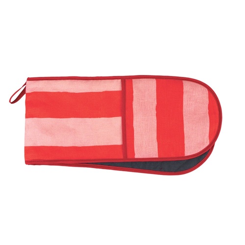Annabel Trends Double Oven Mitt - Linen - Red Stripe