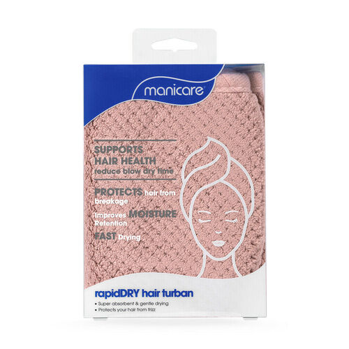 Manicare RapidDry Hair Turban 1PK Premium Microfibre Material Absorbent