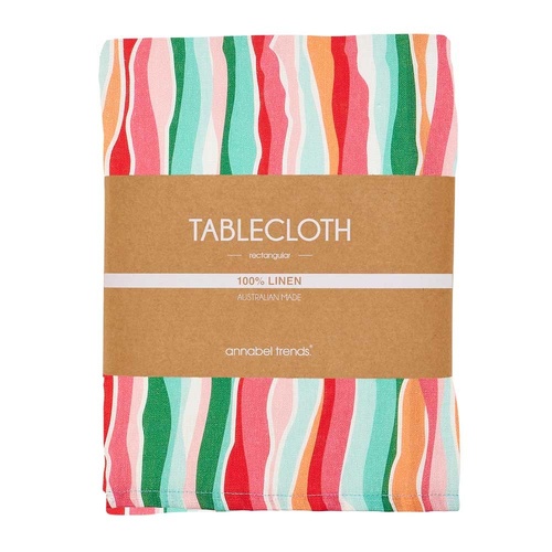 Annabel Trends Tablecloth - Linen - Sherbet Ribbons - Large - 138cm x 300cm