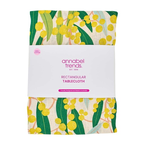 Annabel Trends Tablecloth - Linen Cotton - Golden Wattle - Medium 138cm x 240cm
