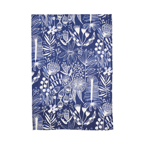 Annabel Trends Tea Towel - Linen - Navy Natives