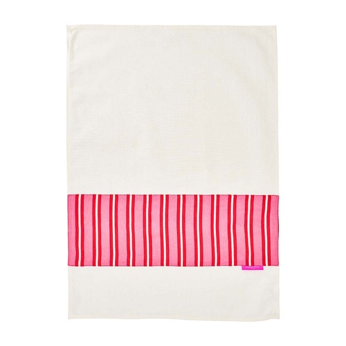 Annabel Trends Tea Towel - Cotton - Red & Pink Stripe