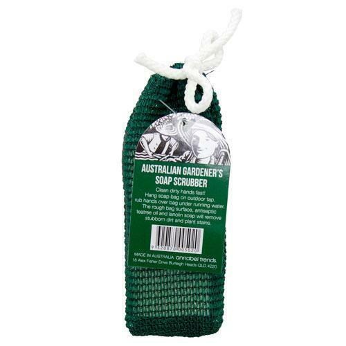 Annabel Trends Australian Gardeners - Soap Scrubber in Green Shade Cloth Bag
