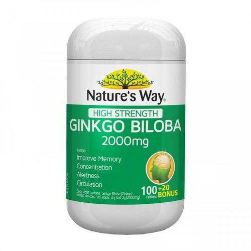 Nature's Way Ginkgo Biloba 2000MG 100+20s Increase Blood Circulation