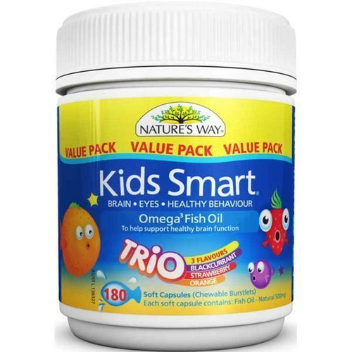 Nature's Way Kids Smart Omega 3 Fish Oil Trio 180 Chewable Burstlets - DHA