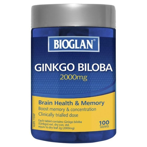 Bioglan Ginkgo Biloba 2000mg 100 Tablets - Memory and Concentration Booster