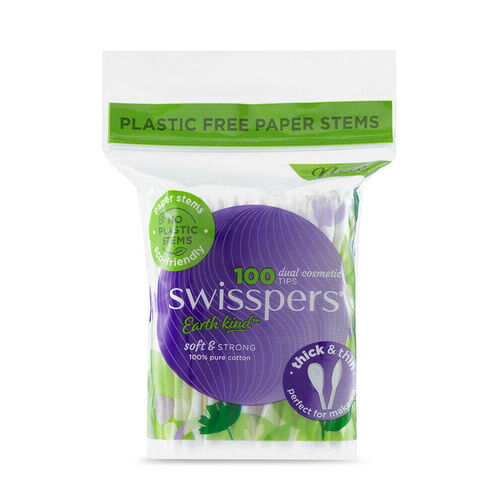 Swisspers Dual Cosmetic Cotton Tips Paper Stems 100's
