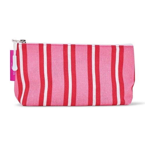 Annabel Trends Cosmetic Bag - Cotton - Small - Red & Pink Stripe
