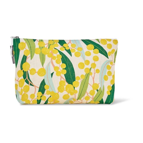 Annabel Trends Cosmetic Bag - Linen Cotton - Large - Golden Wattle